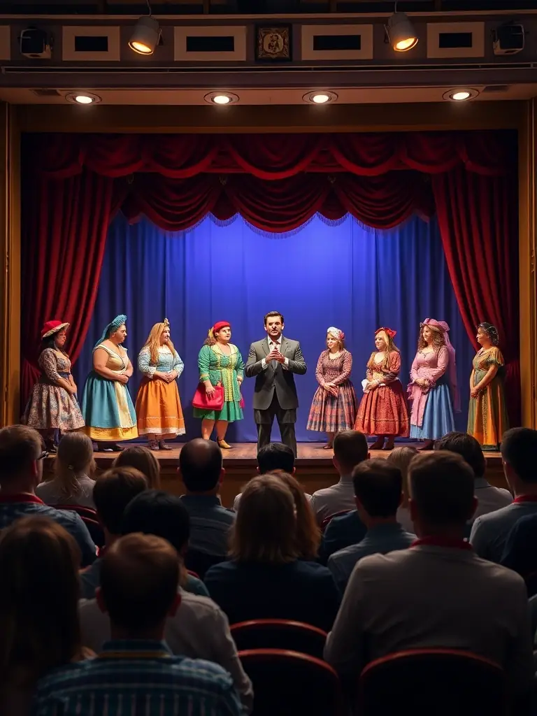 A vibrant image of a PUZZLE CENTRE theatrical production, featuring local actors performing a play that reflects the region's unique cultural heritage and stories.